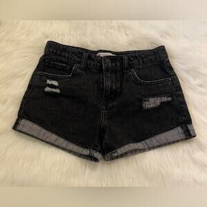 Levi's Girl's Washed Black Distressed Cuffed Girlfriend Shorty Shorts Size 12 R